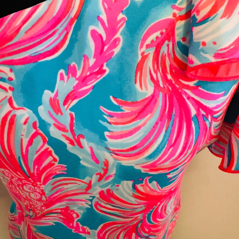 NWT Lilly Pulitzer One-Shoulder Dress in Pink and Blue - Picture 4 of 11